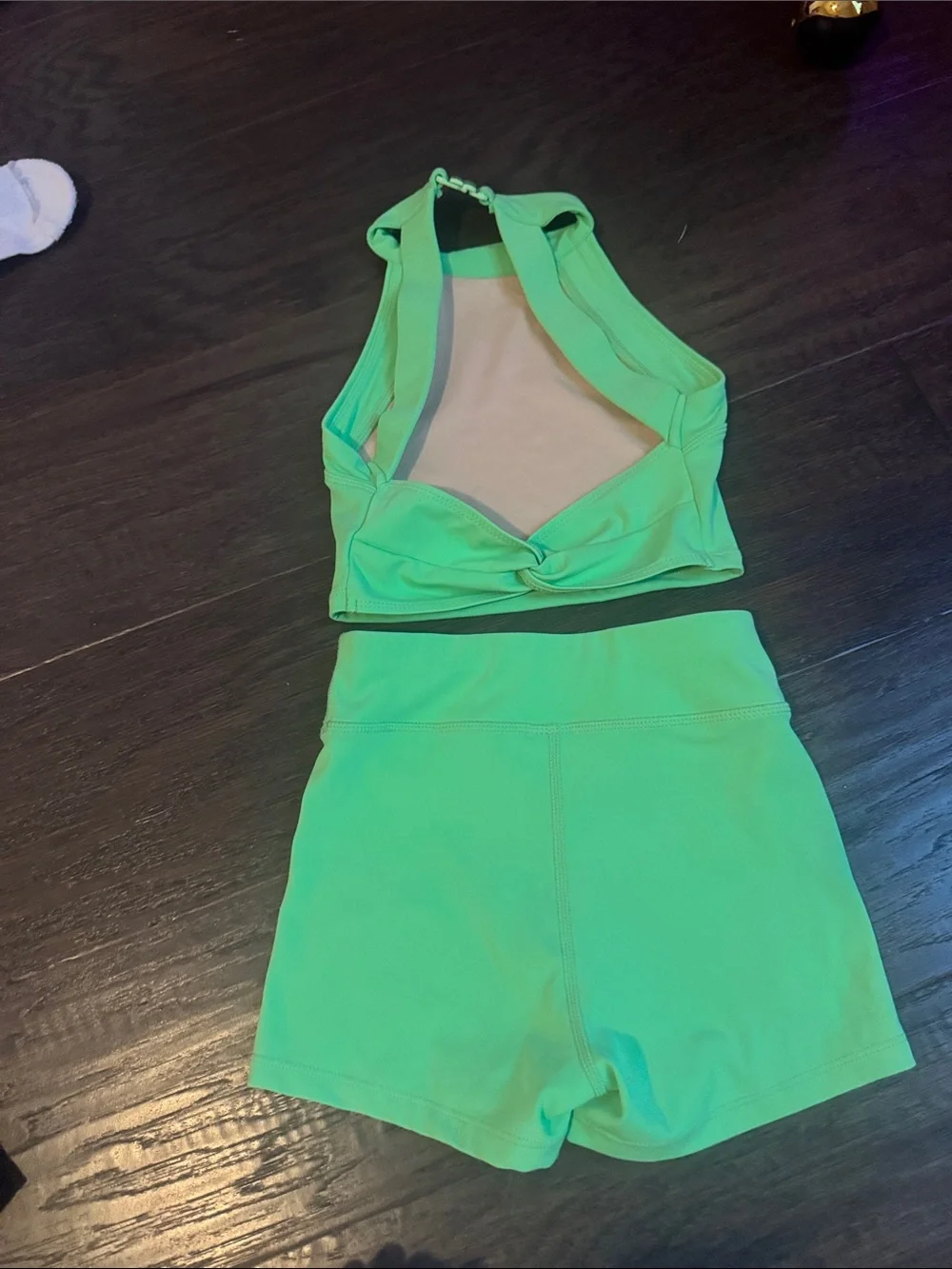 Kids Lime Green Dance Tank Top & Shorts Set - Brand